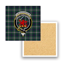 ScotsTee Shop Scottish Farquharson Dress Modern Crest Tartan Drinks Coasters – Wood, Rubber, Ceramic