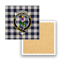 ScotsTee Shop Scottish Fergusson Dress Crest Tartan Drinks Coasters – Wood, Rubber, Ceramic