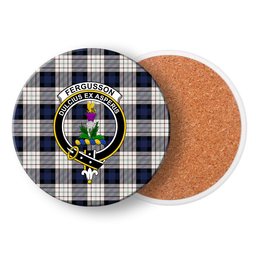 ScotsTee Shop Scottish Fergusson Dress Crest Tartan Drinks Coasters – Wood, Rubber, Ceramic