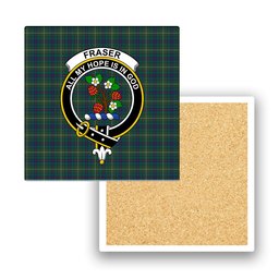 ScotsTee Shop Scottish Fraser Gathering Hunting Modern Crest Tartan Drinks Coasters – Wood, Rubber, Ceramic