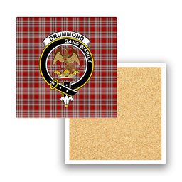 ScotsTee Shop Scottish Drummond of Perth Dress 3 Crest Tartan Drinks Coasters – Wood, Rubber, Ceramic
