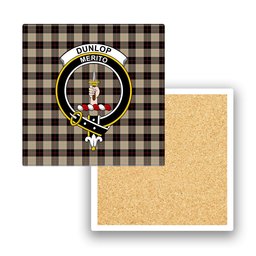 ScotsTee Shop Scottish Dunlop Hunting Ancient Crest Tartan Drinks Coasters – Wood, Rubber, Ceramic
