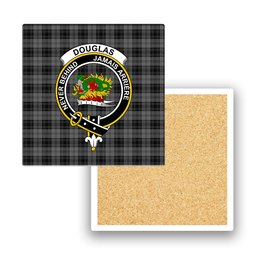 ScotsTee Shop Scottish Douglas Grey Vestiarium Scoticum Crest Tartan Drinks Coasters – Wood, Rubber, Ceramic