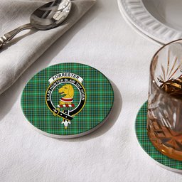 ScotsTee Shop Scottish Forrester Hunting Modern Crest Tartan Drinks Coasters – Wood, Rubber, Ceramic