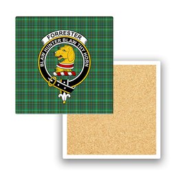 ScotsTee Shop Scottish Forrester Hunting Modern Crest Tartan Drinks Coasters – Wood, Rubber, Ceramic