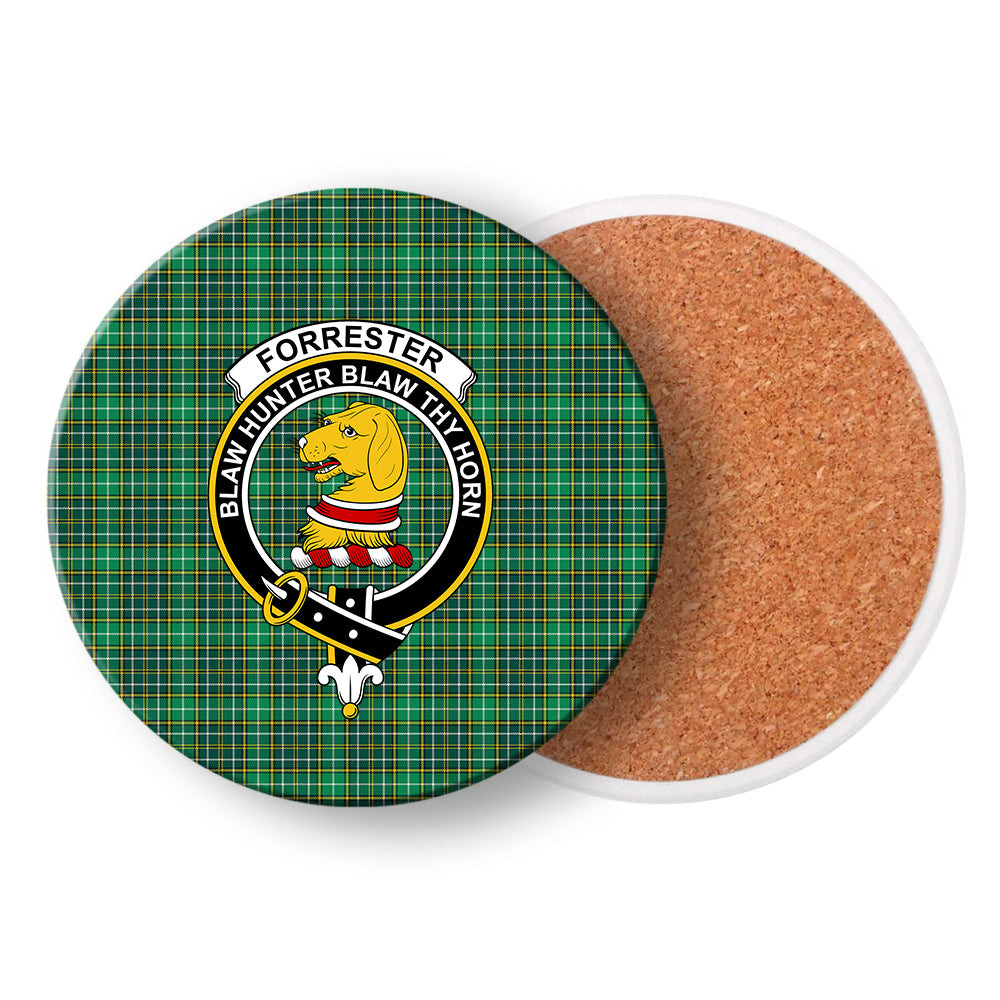 ScotsTee Shop Scottish Forrester Hunting Modern Crest Tartan Drinks Coasters – Wood, Rubber, Ceramic