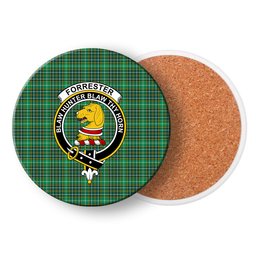 ScotsTee Shop Scottish Forrester Hunting Modern Crest Tartan Drinks Coasters – Wood, Rubber, Ceramic