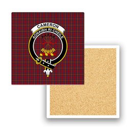 ScotsTee Shop Scottish Cameron of Locheil 1930 Crest Tartan Drinks Coasters – Wood, Rubber, Ceramic