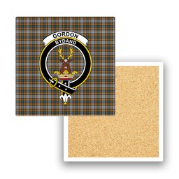 ScotsTee Shop Scottish Gordon dress 5 Crest Tartan Drinks Coasters – Wood, Rubber, Ceramic