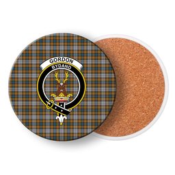 ScotsTee Shop Scottish Gordon dress 5 Crest Tartan Drinks Coasters – Wood, Rubber, Ceramic