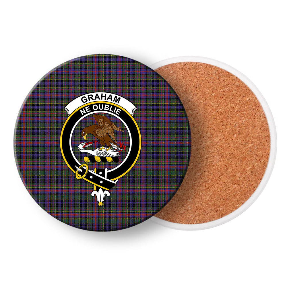 ScotsTee Shop Scottish Graham of Airth Modern Crest Tartan Drinks Coasters – Wood, Rubber, Ceramic