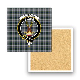 ScotsTee Shop Scottish Gordon Dress 3 Crest Tartan Drinks Coasters – Wood, Rubber, Ceramic