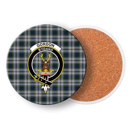 ScotsTee Shop Scottish Gordon Dress 3 Crest Tartan Drinks Coasters – Wood, Rubber, Ceramic