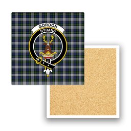 ScotsTee Shop Scottish Gordon Dress Original Crest Tartan Drinks Coasters – Wood, Rubber, Ceramic
