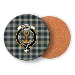 ScotsTee Shop Scottish Gordon Dress 4 Crest Tartan Drinks Coasters – Wood, Rubber, Ceramic