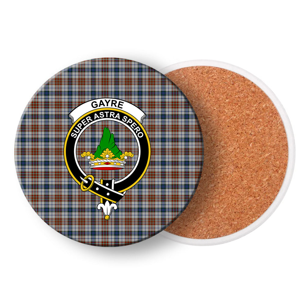 ScotsTee Shop Scottish Gayre Arisaidh Crest Tartan Drinks Coasters – Wood, Rubber, Ceramic