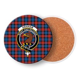 ScotsTee Shop Scottish Graham of Menteith Red Ancient Crest Tartan Drinks Coasters – Wood, Rubber, Ceramic