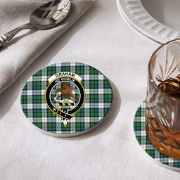 ScotsTee Shop Scottish Graham Dress Ancient Crest Tartan Drinks Coasters – Wood, Rubber, Ceramic