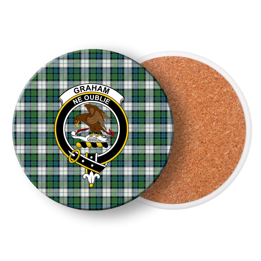 ScotsTee Shop Scottish Graham Dress Ancient Crest Tartan Drinks Coasters – Wood, Rubber, Ceramic