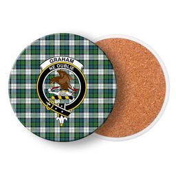 ScotsTee Shop Scottish Graham Dress Ancient Crest Tartan Drinks Coasters – Wood, Rubber, Ceramic