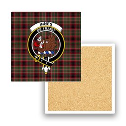 ScotsTee Shop Scottish Innes of Cowie Ancient Crest Tartan Drinks Coasters – Wood, Rubber, Ceramic