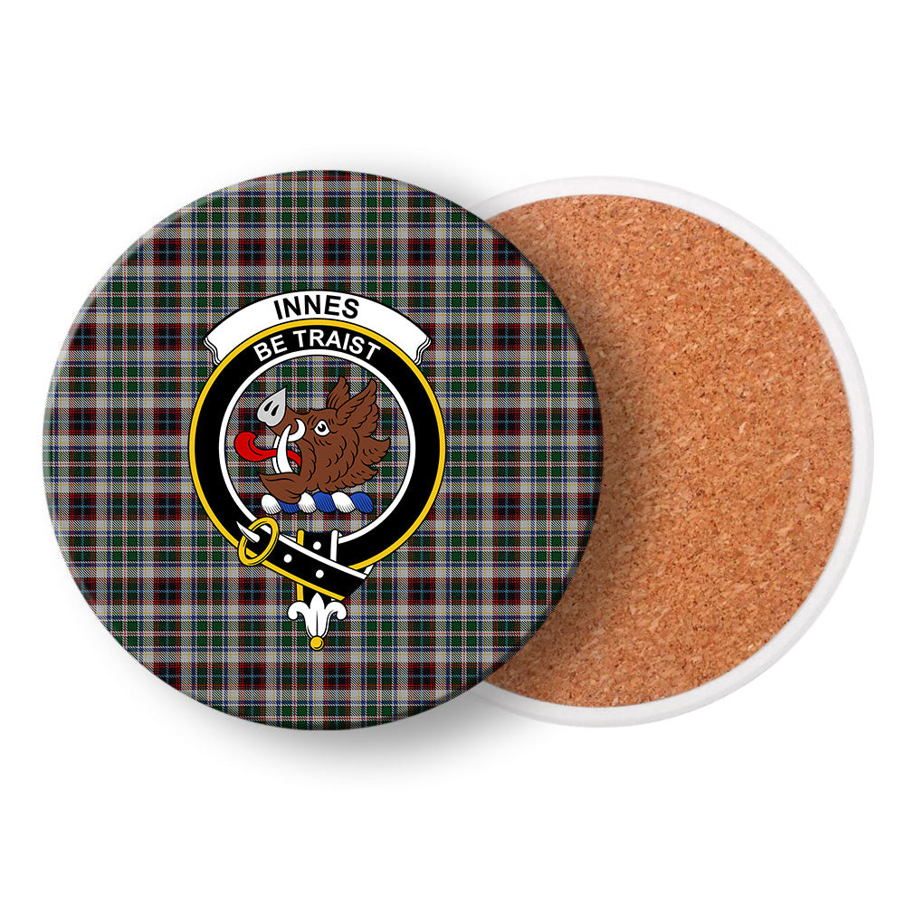 ScotsTee Shop Scottish Innes Dress Crest Tartan Drinks Coasters – Wood, Rubber, Ceramic
