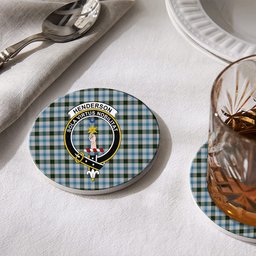 ScotsTee Shop Scottish Henderson Dress Crest Tartan Drinks Coasters – Wood, Rubber, Ceramic