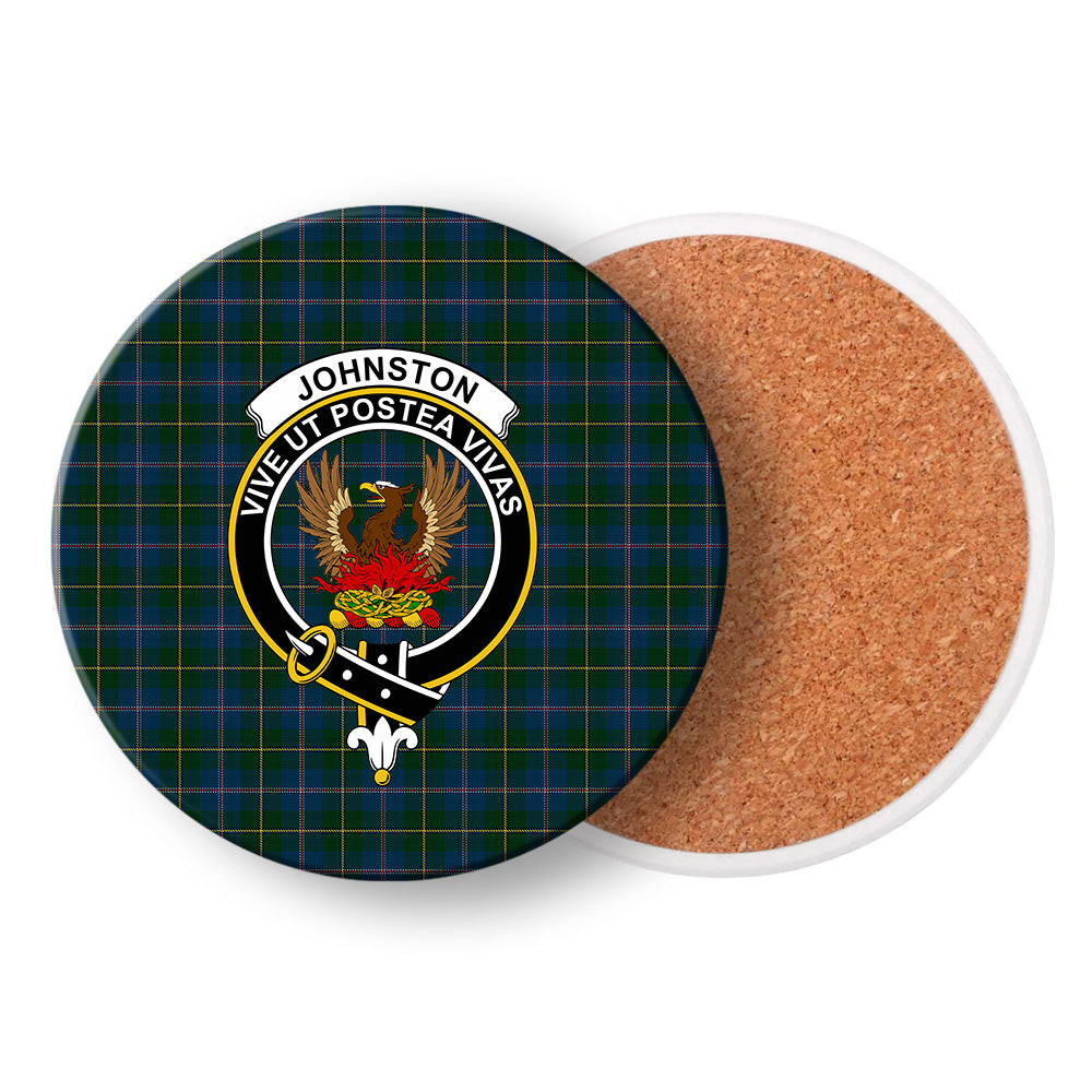 ScotsTee Shop Scottish Johnston Diana Hunting Crest Tartan Drinks Coasters – Wood, Rubber, Ceramic