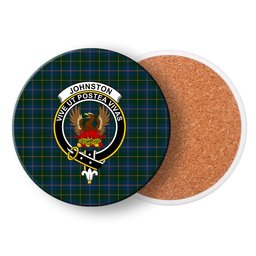 ScotsTee Shop Scottish Johnston Diana Hunting Crest Tartan Drinks Coasters – Wood, Rubber, Ceramic