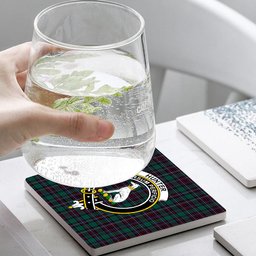 ScotsTee Shop Scottish Hunter of Peebleshire Modern Crest Tartan Drinks Coasters – Wood, Rubber, Ceramic