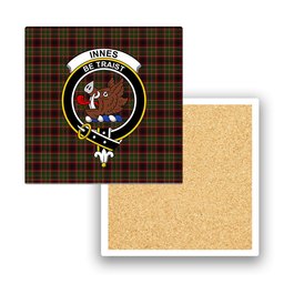 ScotsTee Shop Scottish Innes of Cowie Crest Tartan Drinks Coasters – Wood, Rubber, Ceramic