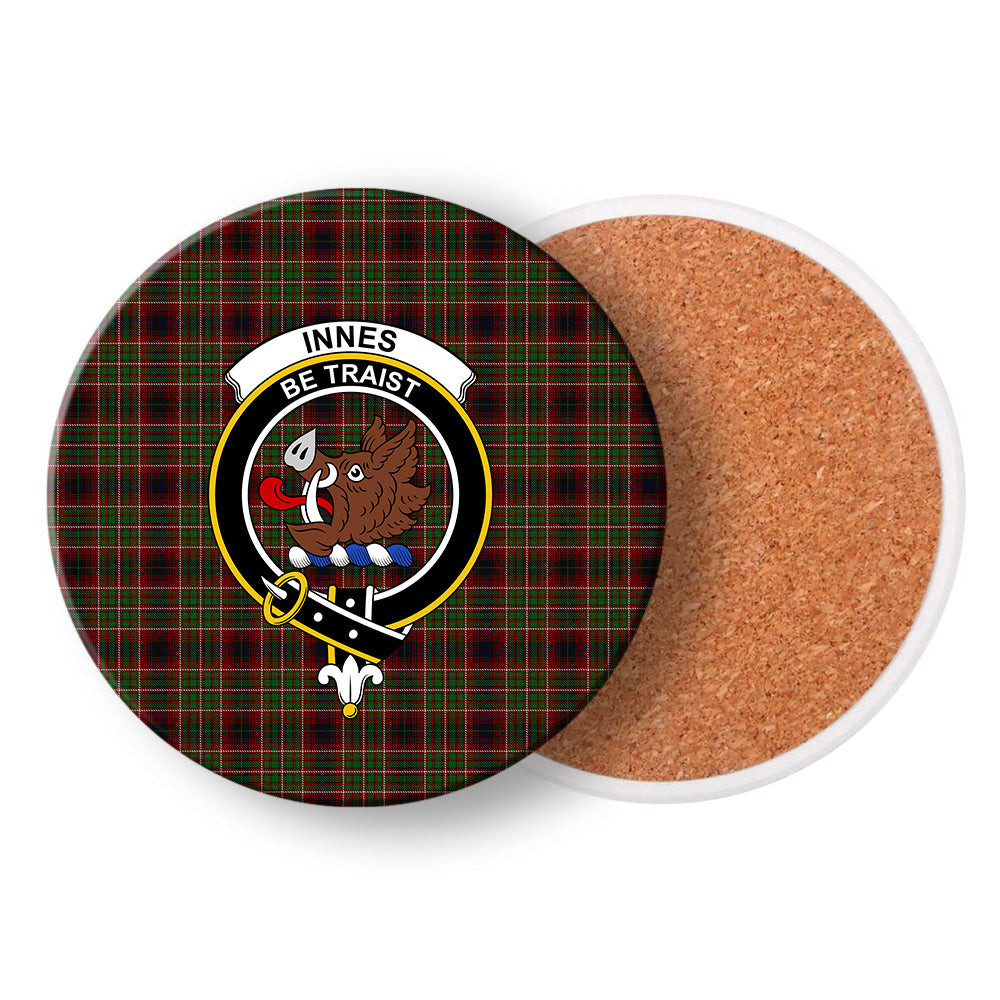 ScotsTee Shop Scottish Innes of Cowie Crest Tartan Drinks Coasters – Wood, Rubber, Ceramic