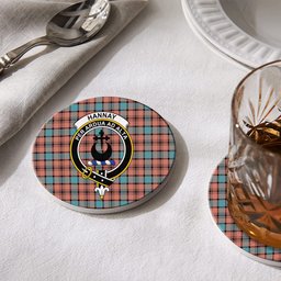 ScotsTee Shop Scottish Hannay Dress Ancient Crest Tartan Drinks Coasters – Wood, Rubber, Ceramic