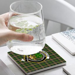 ScotsTee Shop Scottish Hamilton of Brandon Crest Tartan Drinks Coasters – Wood, Rubber, Ceramic