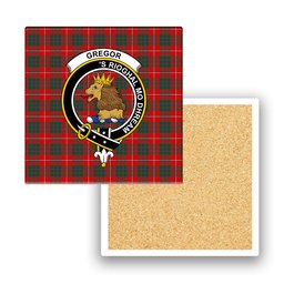 ScotsTee Shop Scottish Gregor of Balquhidder Modern Crest Tartan Drinks Coasters – Wood, Rubber, Ceramic