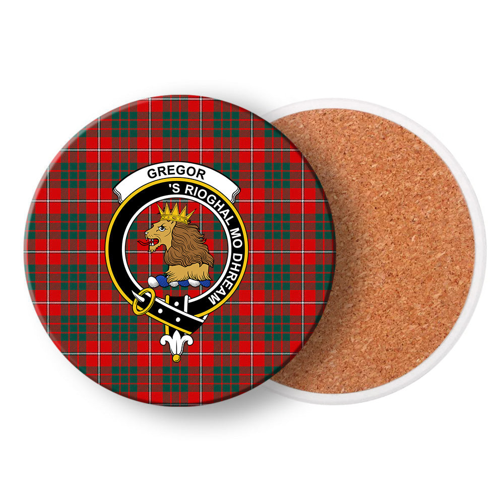 ScotsTee Shop Scottish Gregor of Balquhidder Modern Crest Tartan Drinks Coasters – Wood, Rubber, Ceramic