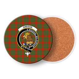 ScotsTee Shop Scottish Gregor of Cardney Ancient Crest Tartan Drinks Coasters – Wood, Rubber, Ceramic