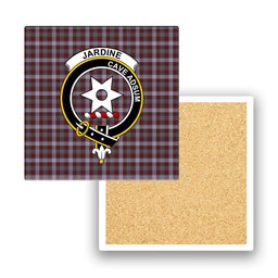 ScotsTee Shop Scottish Jardine of Castlemilk Modern Crest Tartan Drinks Coasters – Wood, Rubber, Ceramic