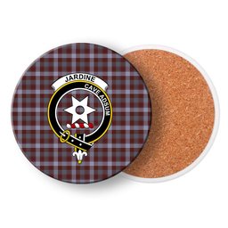 ScotsTee Shop Scottish Jardine of Castlemilk Modern Crest Tartan Drinks Coasters – Wood, Rubber, Ceramic