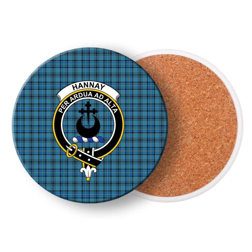 ScotsTee Shop Scottish Hannay Blue Ancient Crest Tartan Drinks Coasters – Wood, Rubber, Ceramic