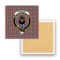 ScotsTee Shop Scottish Hannay Dress Modern Crest Tartan Drinks Coasters – Wood, Rubber, Ceramic