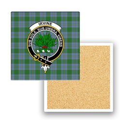 ScotsTee Shop Scottish Irvine of Bonshaw Ancient Crest Tartan Drinks Coasters – Wood, Rubber, Ceramic