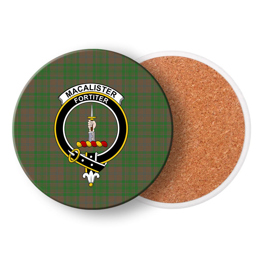 ScotsTee Shop Scottish MacAlister of Glenbarr Hunting Ancient Crest Tartan Drinks Coasters – Wood, Rubber, Ceramic