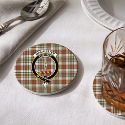 ScotsTee Shop Scottish MacAlister Dress Ancient Crest Tartan Drinks Coasters – Wood, Rubber, Ceramic