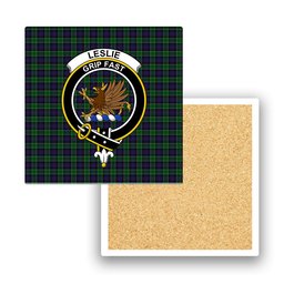 ScotsTee Shop Scottish Leslie Hunting Crest Tartan Drinks Coasters – Wood, Rubber, Ceramic