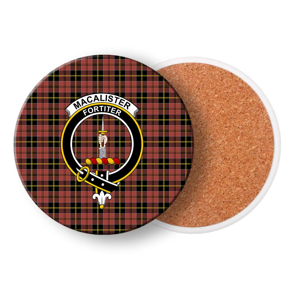 ScotsTee Shop Scottish MacAlister of Skye Ancient Crest Tartan Drinks Coasters – Wood, Rubber, Ceramic