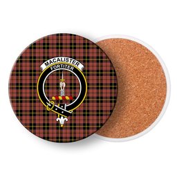 ScotsTee Shop Scottish MacAlister of Skye Ancient Crest Tartan Drinks Coasters – Wood, Rubber, Ceramic