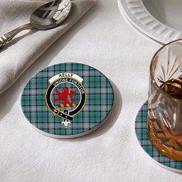 ScotsTee Shop Scottish Kelly of Sleat Hunting Modern Crest Tartan Drinks Coasters – Wood, Rubber, Ceramic