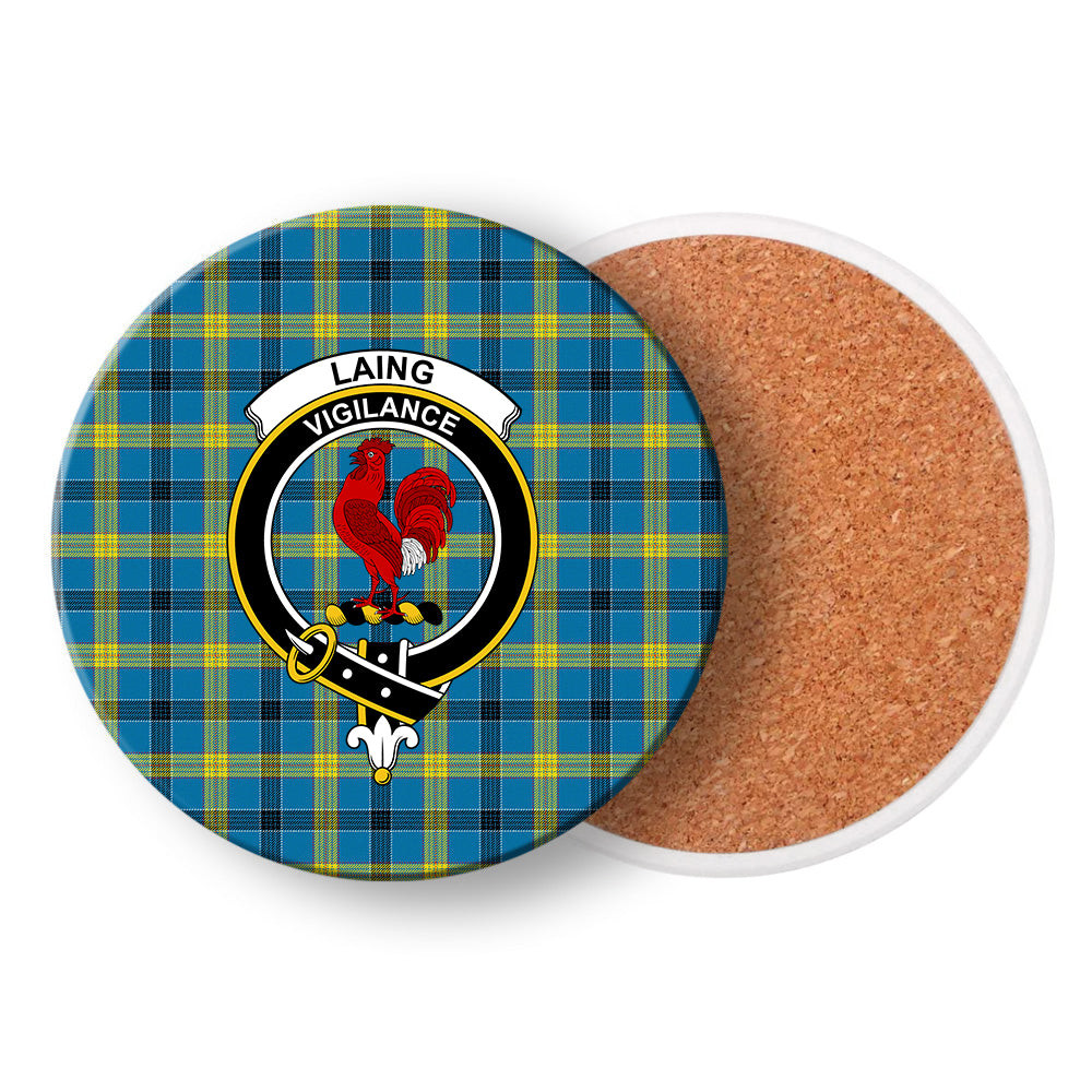 ScotsTee Shop Scottish Laing Modern Crest Tartan Drinks Coasters – Wood, Rubber, Ceramic