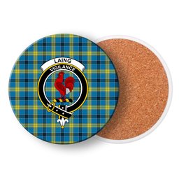 ScotsTee Shop Scottish Laing Modern Crest Tartan Drinks Coasters – Wood, Rubber, Ceramic